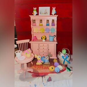 Pink Dollhouse Furniture Set with Accessories
